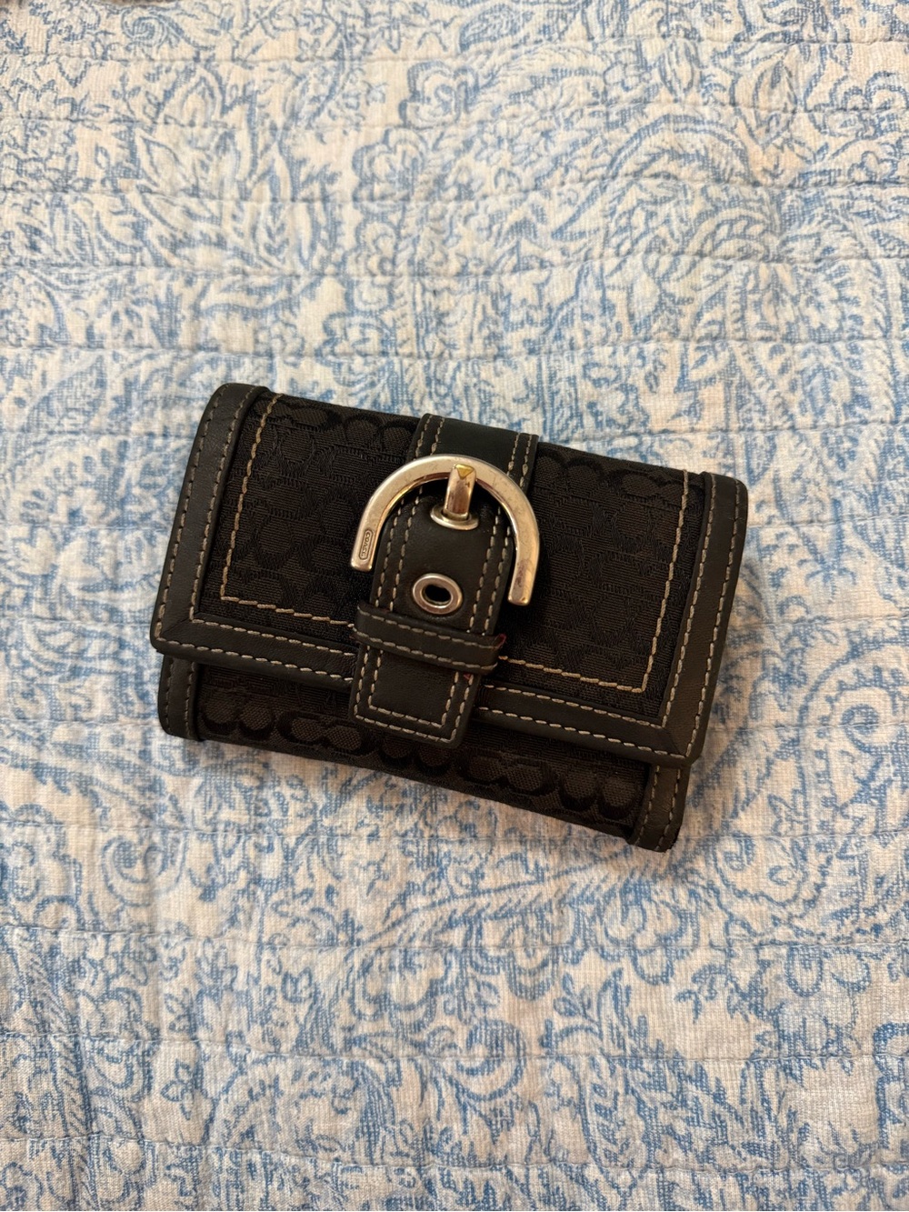SOLD Vintage Y2K Coach Black Soho Mini Signature C Logo Tri-Fold Wallet Rare!